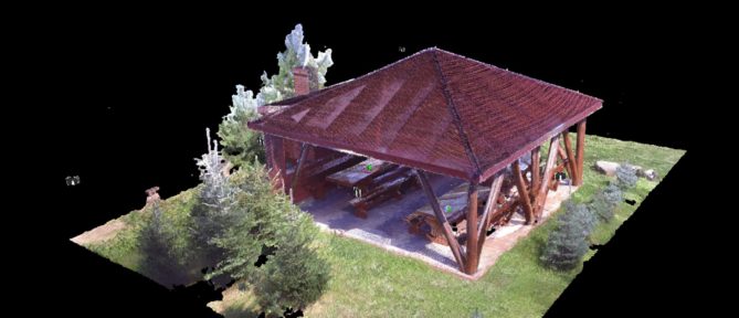 Skanowanie laserowe 3D altany- chmura punktów